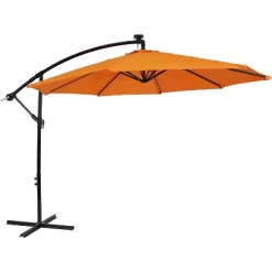 Sunnydaze Decor Sunnydaze Outdoor Steel Cantilever Offset Patio Umbrella With Solar LED Lights, Air Vent, Crank, And Base - 9' -Outdoor Decoration Store GUEST 204c5721 67e8 4902 9c18 be4757ce8328
