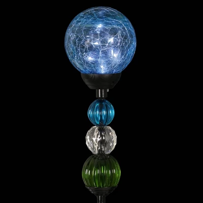 29.5" Crackle Glass Solar Ball And Beaded Stake Blue - Exhart 9 29.5" Crackle Glass Solar Ball And Beaded Stake Blue - Exhart - Image 7