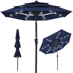 Best Choice Products 10ft 3-Tier Solar Patio Umbrella W/ 24 LED Lights, Tilt Adjustment, Easy Crank -Outdoor Decoration Store GUEST 20e9d33d 2686 4f2a 8a3f 35f0cdc713c2