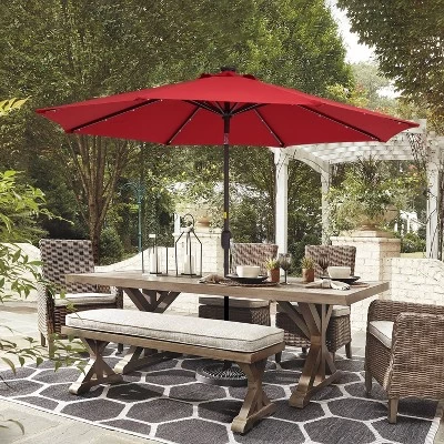 9' X 9' Solar LED Patio Umbrella With Tilt Adjustment And Crank Lift Red - Wellfor 12 9' X 9' Solar LED Patio Umbrella With Tilt Adjustment And Crank Lift Red - Wellfor - Image 10