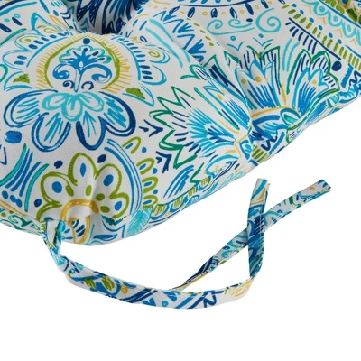 Set Of 2 Painted Paisley Outdoor Seat Cushions - Kensington Garden 5 Set Of 2 Painted Paisley Outdoor Seat Cushions - Kensington Garden - Image 3