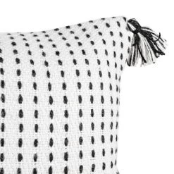 White With Black Tick Stripe 14X22 Hand Woven Filled Outdoor Pillow - Foreside Home & Garden -Outdoor Decoration Store GUEST 26b3c7d3 6563 428f 8be9 7cceffc45a26