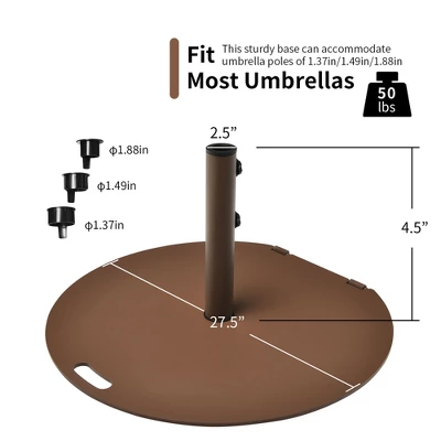 Costway Patio 50LBS Umbrella Base Market Umbrella Stand Wheels Handle Brown 3 Costway Patio 50LBS Umbrella Base Market Umbrella Stand Wheels Handle Brown