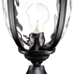 John Timberland Bellagio Rustic Post Light Textured Black With Pier Mount 22 3/4" Hammered Glass For Exterior Light Barn Deck House Porch Yard Patio -Outdoor Decoration Store GUEST 27080d95 3ac6 4a81 b173 7359a54a0cc3