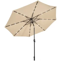 Costway 10' Solar LED Lighted Patio Market Umbrella Shade Tilt Adjustment Crank TanBeige -Outdoor Decoration Store GUEST 27324303 a326 466a 9787 90184a8c2ff9