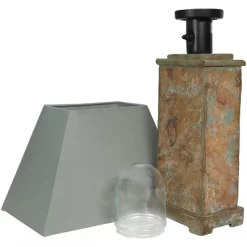 Sunnydaze Decor Sunnydaze Contemporary Natural Slate And Fabric Cream Shade Indoor/Outdoor Weather-Resistant Table Lamp -Outdoor Decoration Store GUEST 2738bb4a b0d2 451b 92d5 4e5e40a20a16