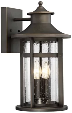 Minka Lavery Modern Outdoor Wall Light Fixture Oil Rubbed Bronze 17 3/4" Seeded Glass For Post Exterior Barn Deck Porch Yard Patio