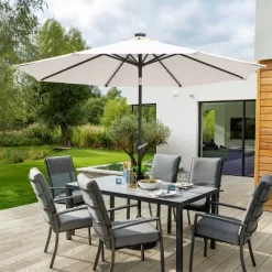 9' X 9' Solar LED Patio Umbrella With Tilt Adjustment And Crank Lift Beige - Wellfor -Outdoor Decoration Store GUEST 27f608b9 16d8 4f20 b9ab dfcaa59a4e1c