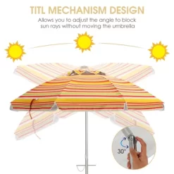 Costway 6.5FT Patio Beach Umbrella Sun Shade Tilt Carry Bag -Outdoor Decoration Store GUEST 27f8510c fc82 42e3 8d9a 131c5171d718