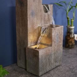 Sunnydaze Decor Sunnydaze Indoor Home Office Polyresin Faux Wooden Tiered Columns Tabletop Fountain With LED Lights - 13" -Outdoor Decoration Store GUEST 291b2e5d 67f1 46f2 9c37 653b3c2873ad