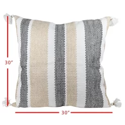 Tan & Black Tick Stripe 30X30 Oversized Filled Outdoor Pillow - Foreside Home & Garden -Outdoor Decoration Store GUEST 29b76978 fb84 4ad1 930f 7c6ef384cf4f