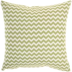 18"x18" Reversible Indoor/Outdoor Leaves And Chevron Print Square Throw Pillow - Mina Victory