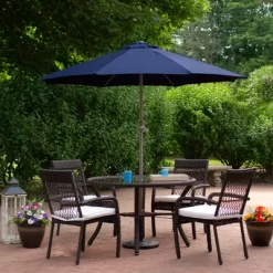 Northlight 7.5' Octagon Outdoor Patio Market Umbrella With Hand Crank - Navy Blue