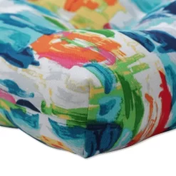 Outdoor/Indoor Loveseat Cushion Abstract Reflections Multi Blue - Pillow Perfect
