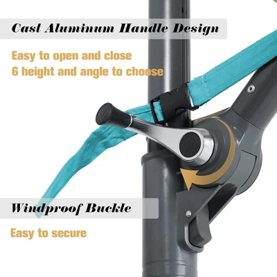 Aoodor Patio 10FT Off-set Hanging Aluminum Cantilever Umbrella( Not Include A Base) 5 Aoodor Patio 10FT Off-set Hanging Aluminum Cantilever Umbrella( Not Include A Base) - Image 3