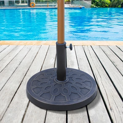 Outsunny 18" 26 Lbs Round Resin Umbrella Base Stand Market Parasol Holder With Beautiful Decorative Pattern & Easy Setup, For Φ1.5", Φ1.89" Pole, For Lawn, Deck, Backyard, Garden, Bronze 3 Outsunny 18" 26 Lbs Round Resin Umbrella Base Stand Market Parasol Holder With Beautiful Decorative Pattern & Easy Setup, For Φ1.5", Φ1.89" Pole, For Lawn, Deck, Backyard, Garden, Bronze
