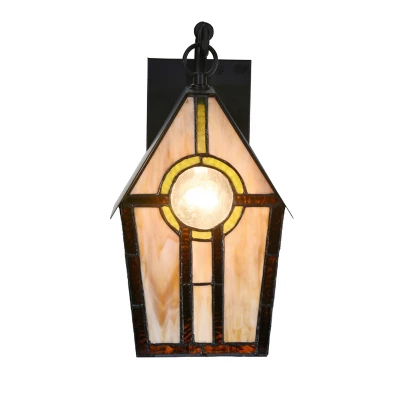12.5" Brindelle Birdhouse Stained Glass Exterior Light Fixture - River Of Goods 8 12.5" Brindelle Birdhouse Stained Glass Exterior Light Fixture - River Of Goods - Image 6