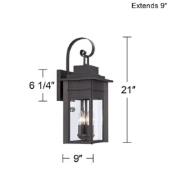 Franklin Iron Works Bransford Mission Outdoor Wall Light Fixture Black Specked Gray 21" Clear Glass For Post Exterior Barn Deck House Porch Yard Patio -Outdoor Decoration Store GUEST 31f058b7 944f 4e57 af3c cd8b653c09e8