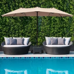 Costway 15Ft Patio Double-Sided Solar LED Market Umbrella Crank Base BeigeTanOrangeBurgundy -Outdoor Decoration Store GUEST 32112ed5 4f72 471a b0f1 053193982559