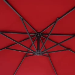 10' X 10' Cantilever Patio Hanging Umbrella With Crank And Cross Base Red - Wellfor -Outdoor Decoration Store GUEST 33f42128 3e1c 47cb 876d 5d38fb0d60b0