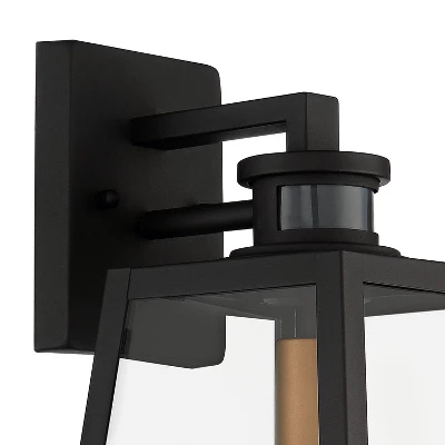 John Timberland Arrington Modern Outdoor Wall Light Fixtures Set Of 2 Black Motion Sensor 14 3/4" Clear Glass For Post Exterior Barn Deck House Porch 4 John Timberland Arrington Modern Outdoor Wall Light Fixtures Set Of 2 Black Motion Sensor 14 3/4" Clear Glass For Post Exterior Barn Deck House Porch - Image 2