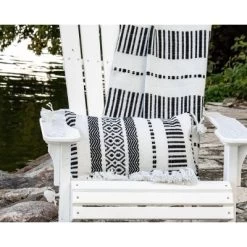 Black Striped Hand Woven 14x22" Outdoor Decorative Throw Pillow With Hand Tied Tassels - Foreside Home & Garden -Outdoor Decoration Store GUEST 3922e5e4 d011 4c3e aa03 1f0af0a504b4