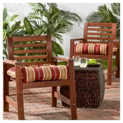 Set Of 2 Outdoor Seat Cushions Roma Stripe - Kensington Garden