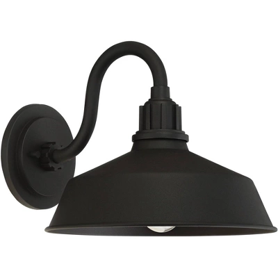 Franklin Iron Works Arnett Rustic Industrial Farmhouse Outdoor Barn Light Fixtures Set Of 2 Black Gooseneck 10 1/2" For Exterior Deck House Porch Yard 7 Franklin Iron Works Arnett Rustic Industrial Farmhouse Outdoor Barn Light Fixtures Set Of 2 Black Gooseneck 10 1/2" For Exterior Deck House Porch Yard - Image 5