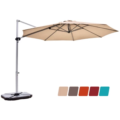 Costway 11' Patio Cantilever Offset Umbrella 360 Degrees Rotation Aluminum Tilt Base 4 Costway 11' Patio Cantilever Offset Umbrella 360 Degrees Rotation Aluminum Tilt Base - Image 2