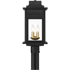 Franklin Iron Works Bransford Rustic Farmhouse Outdoor Post Light Black 19 1/4" Clear Glass For Exterior Barn Deck House Porch Yard Patio Home Outside -Outdoor Decoration Store GUEST 3c939079 3043 4e50 a1b2 8cc35d80d3cc