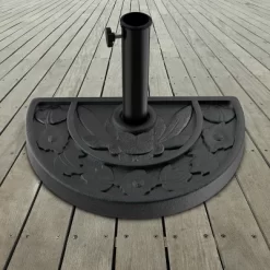Nature Spring 20-lb Half-Round Freestanding Weighted Resin And Concrete Umbrella Holder - Black