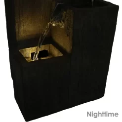 Sunnydaze Decor Sunnydaze Indoor Home Office Polyresin Faux Wooden Tiered Columns Tabletop Fountain With LED Lights - 13" -Outdoor Decoration Store GUEST 404320dc 3a76 4e99 8a92 a456d276f1a3