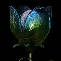 35.8" Resin Solar Flower Garden Stake Blue - Exhart -Outdoor Decoration Store GUEST 40c4ef94 3e23 4c1d a2bb 65dbdfdc4f4e