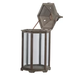 A&B Home 2pc Graca Polygon Temple Outdoor Garden Lanterns - Natural