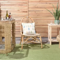 18"x18" Reversible Indoor/Outdoor Leaves And Chevron Print Square Throw Pillow - Mina Victory -Outdoor Decoration Store GUEST 40d9fa51 6d0b 4848 b0ce 61b6edcf1c4a