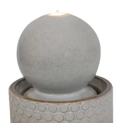Sunnydaze Decor Sunnydaze Modern Orb On Circle-Pattern Base Ceramic Outdoor Fountain With LED Lights, Gray -Outdoor Decoration Store GUEST 40e5aca1 62d8 4c8f bf23 14cc81506e92