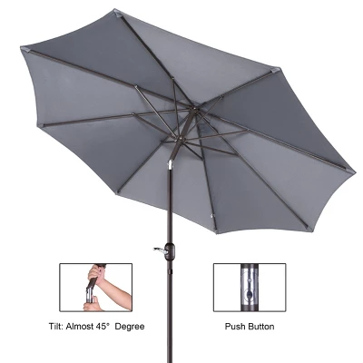 9-Foot Patio Umbrella - Easy Crank Outdoor Table Umbrella With Steel Ribs And Aluminum Pole For Deck, Porch, Backyard, Or Pool By Nature Spring (Gray) 2 9-Foot Patio Umbrella - Easy Crank Outdoor Table Umbrella With Steel Ribs And Aluminum Pole For Deck, Porch, Backyard, Or Pool By Nature Spring (Gray)
