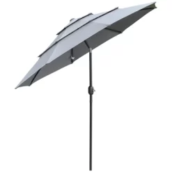 Outsunny 9FT 3 Tiers Patio Umbrella Outdoor Market Umbrella With Crank, Push Button Tilt For Deck, Backyard And Lawn -Outdoor Decoration Store GUEST 41b4227d 00a6 4b71 9bc8 cda94e5c3569