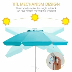 Costway 6.5FT Patio Beach Umbrella Sun Shade Tilt W/Carry Bag Blue -Outdoor Decoration Store GUEST 41d3bc09 d65f 4a1c bbeb bcc3b35d98f1