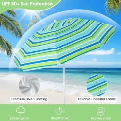 Tangkula 6.5 FT Patio Portable Beach Adjustable Umbrella W/ Folding Table & Sandbag Green -Outdoor Decoration Store GUEST 424ad0fb 727a 4af7 a4d8 4b427f7a0500
