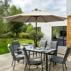 9' X 9' Solar LED Patio Umbrella With Tilt Adjustment And Crank Lift Brown - Wellfor 23 9' X 9' Solar LED Patio Umbrella With Tilt Adjustment And Crank Lift Brown - Wellfor -Outdoor Decoration Store GUEST 4318bb59 ae93 4ea4 a4e0 ccf76d8c6e38