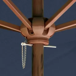 9' X 9' Round Wood Grain Steel Patio Umbrella Navy Blue - Astella -Outdoor Decoration Store GUEST 434e2163 4ce7 41e9 ad67 e5c3ebe7a879