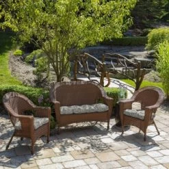 Arden Selections 16" X 41.5" Aurora Damask Outdoor Wicker Settee Neutral -Outdoor Decoration Store GUEST 443807f4 f8c2 4ded bca0 d394930c8b48