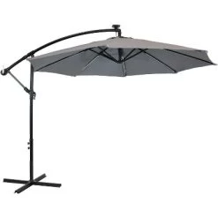 Sunnydaze Decor Sunnydaze Outdoor Steel Cantilever Offset Patio Umbrella With Solar LED Lights, Air Vent, Crank, And Base - 9' -Outdoor Decoration Store GUEST 448bcd29 fb9c 4e66 8e85 8226c224b6b4