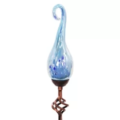 Pearlized Glass Solar Flame Stake Light Light Blue - Exhart -Outdoor Decoration Store GUEST 44c1d081 be58 427f 9dd4 f6469ab0d513
