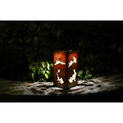 Techko Maid LED Solar 10.8" Portable Rabbit Cut Out Decorative Outdoor Lantern Clear 9 Techko Maid LED Solar 10.8" Portable Rabbit Cut Out Decorative Outdoor Lantern Clear - Image 7