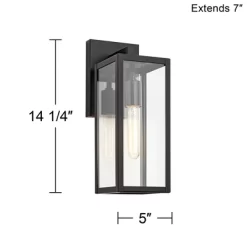 John Timberland Modern Outdoor Wall Light Fixture Mystic Black 14 1/4" Clear Glass Panel For Exterior Barn Deck House Porch Yard Patio Outside Garage -Outdoor Decoration Store GUEST 45b67492 c57e 428e 85b4 2a9a0f3750f8