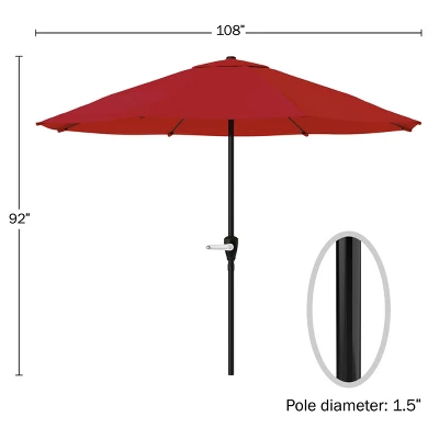 Nature Spring Steel Patio Umbrella For Table - Great For Deck, Balcony, Porch, Backyard, Or Poolside - 9', Red 5 Nature Spring Steel Patio Umbrella For Table - Great For Deck, Balcony, Porch, Backyard, Or Poolside - 9', Red - Image 3