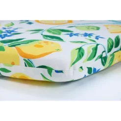 2pc 18.5" X 15.5" Outdoor/Indoor Rounded Chair Pad Lemon Tree Yellow - Pillow Perfect