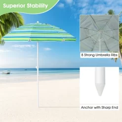 Tangkula 6.5 FT Patio Portable Beach Adjustable Umbrella W/ Folding Table & Sandbag Green -Outdoor Decoration Store GUEST 46707f58 4d00 4853 9fb1 0f5807eac027